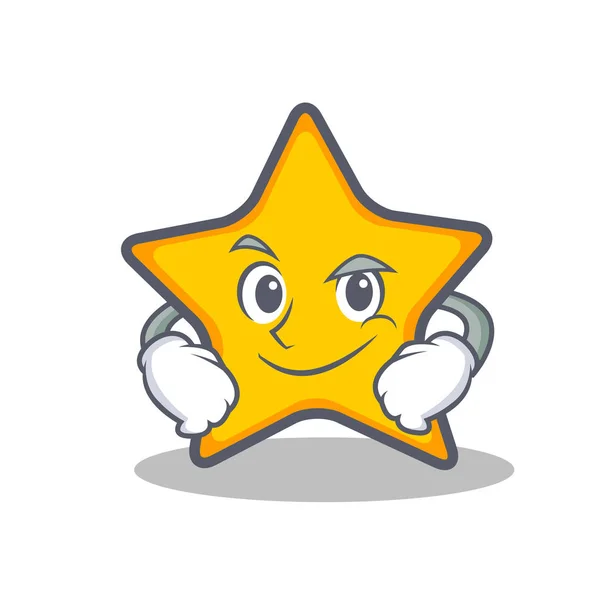 Estrella sonriente carácter estilo de dibujos animados — Vector de stock