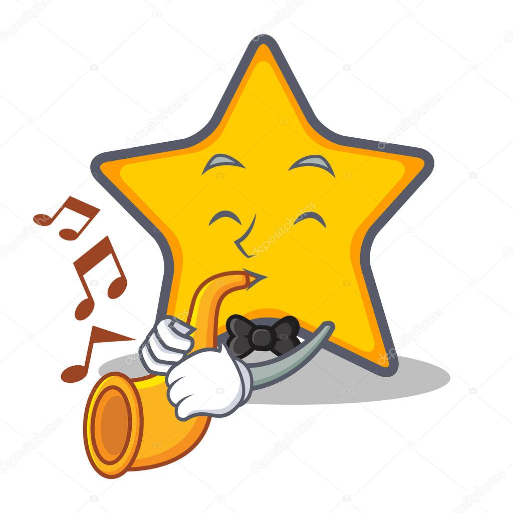 Star character cartoon style with trumpet vector illustration