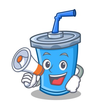 megafon ile soda içecek karakter karikatür