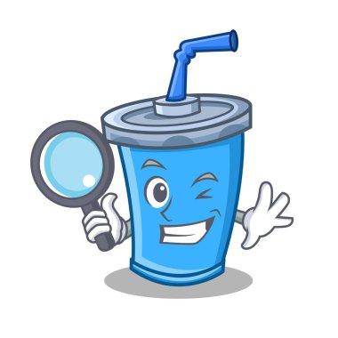 Dedektif soda içecek karakter karikatür