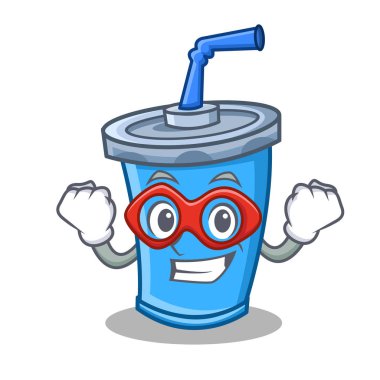 Süper kahraman soda içecek karakter karikatür