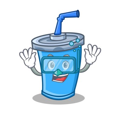 Dalış soda içecek karakter karikatür