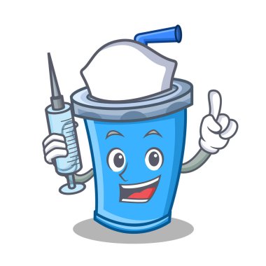 Hemşire soda içecek karakter karikatür