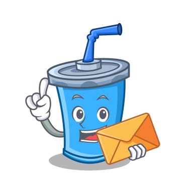 Zarf soda içecek karakter karikatür ile
