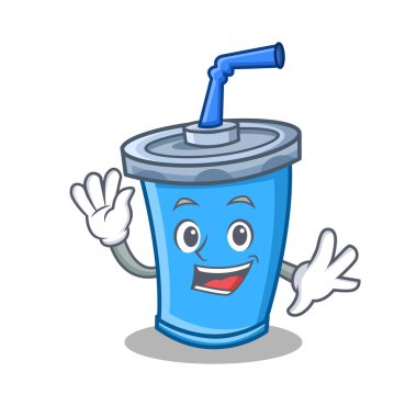 Soda içecek karakter karikatür sallayarak