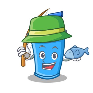 Soda içecek karakter karikatür Balık tutma