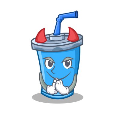 Şeytan soda içecek karakter karikatür
