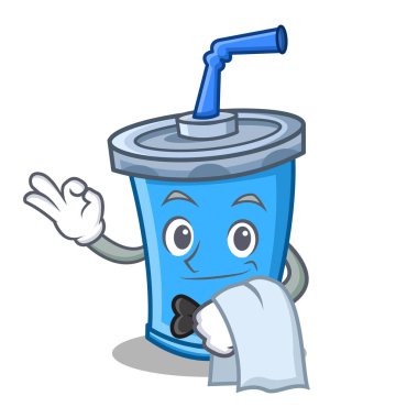 Garson soda içecek karakter karikatür