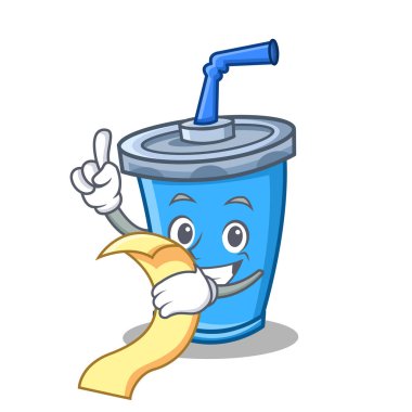 Menü ile soda içecek karakter karikatür