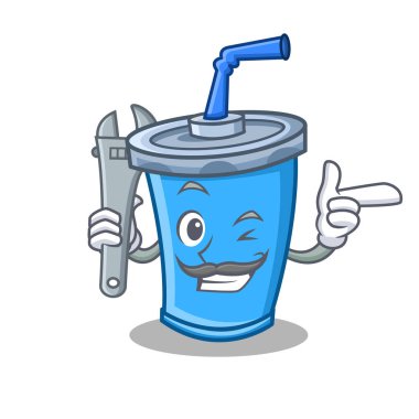 Mekanik soda içecek karakter karikatür