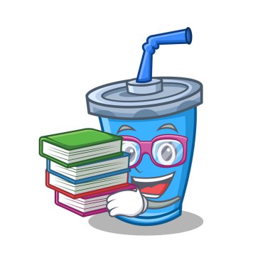 Öğrenci kitap soda içecek karakter karikatür ile