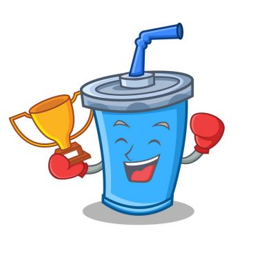 Kazanan soda içecek karakter karikatür boks