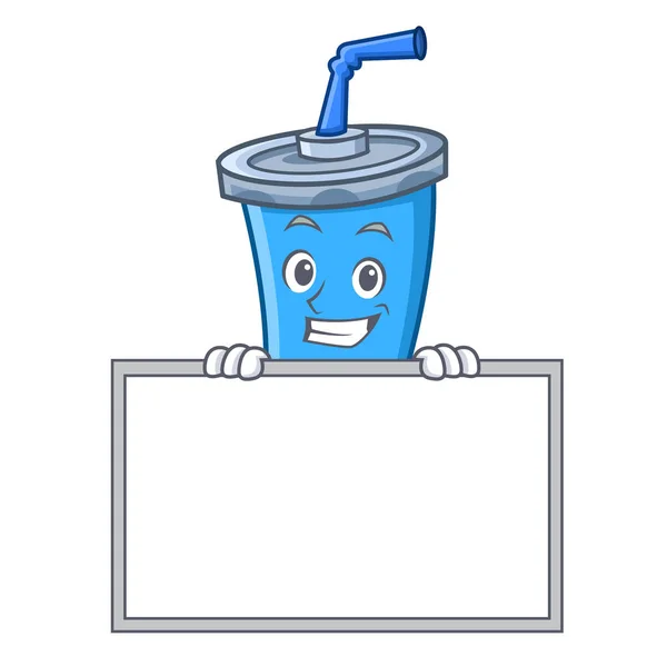 Grinning soda bebida personaje de dibujos animados con tablero — Archivo Imágenes Vectoriales