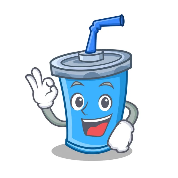 Okay soda drink character cartoon — Stock Vector
