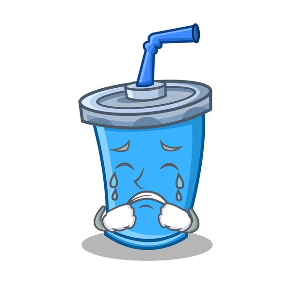 Crying soda drink character cartoon — Stock Vector