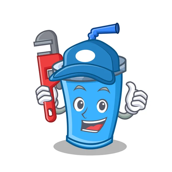 Plumber soda drink character cartoon — Stock Vector