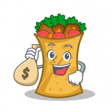 Para çantası kebabı karakter karikatür şal