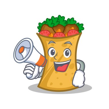 kebap kaydır karakter karikatür megafon ile