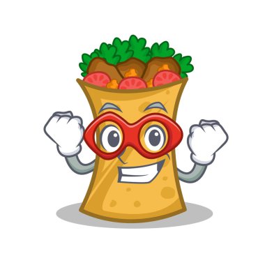 Süper kahraman kebap şal karakter karikatür