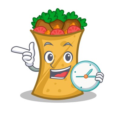 kebap kaydır karakter karikatür ile saat