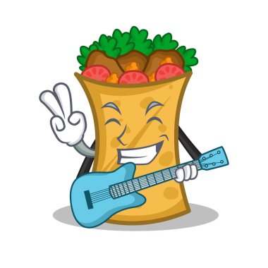 Gitar kebabı karakter karikatür şal