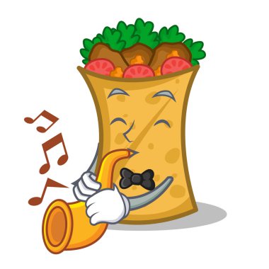 kebap şal trompet ile karakter karikatür