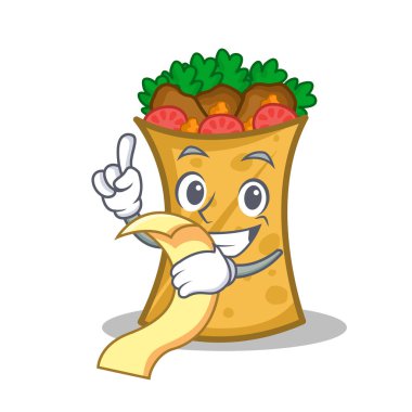 kebap menü ile karakter karikatür şal