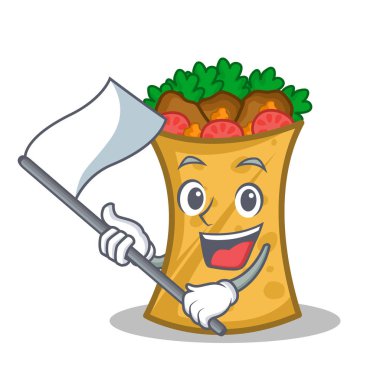 Bayrak kebabı karakter karikatür şal