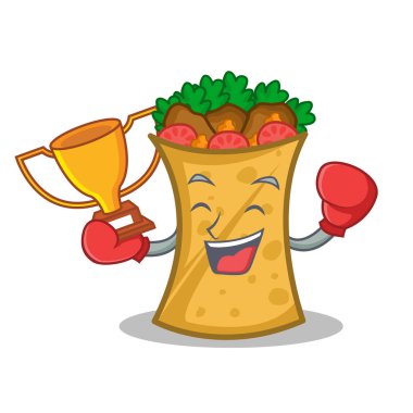 Boks şampiyonu kebap şal karakter karikatür