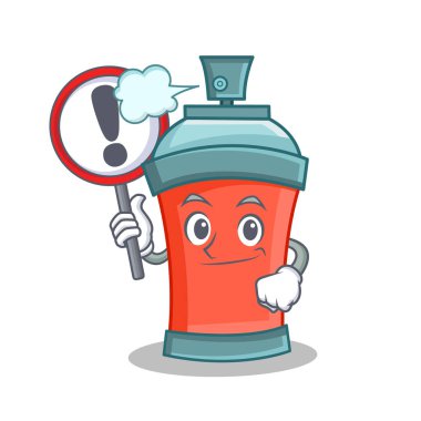 İşareti ile aerosol sprey karikatür karakter