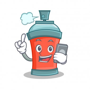 Aerosol sprey telefon ile karikatür karakter