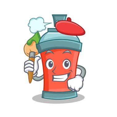Sanatçı aerosol sprey karikatür karakter