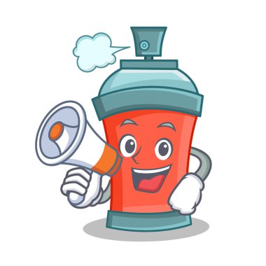 Aerosol sprey megafon ile karikatür karakter