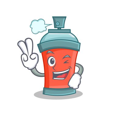 İki parmak aerosol sprey karikatür karakter