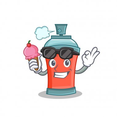 Dondurma ile aerosol sprey karikatür karakter