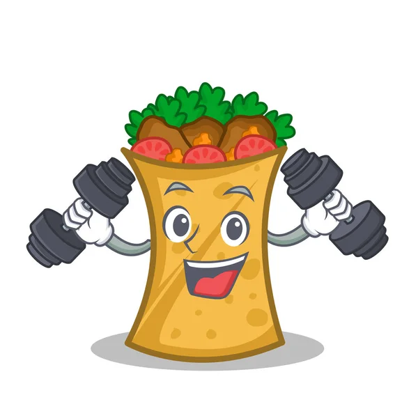 Fitness kebab wrap karakter cartoon — Stock Vector