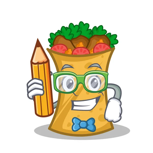 Öğrenci kalem kebap ile şal karakter karikatür