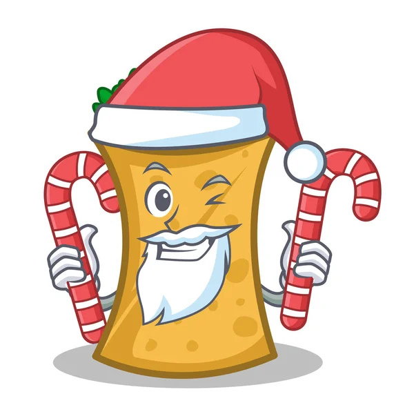 Santa con caramelo kebab wrap personaje de dibujos animados — Vector de stock