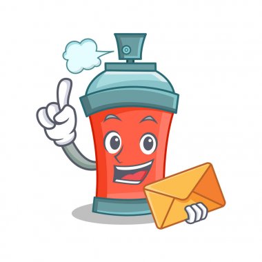 Aerosol sprey zarf ile karikatür karakter