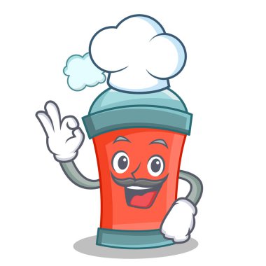 Şef aerosol sprey karikatür karakter