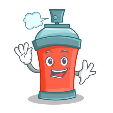 Aerosol sprey sallayarak karikatür karakter