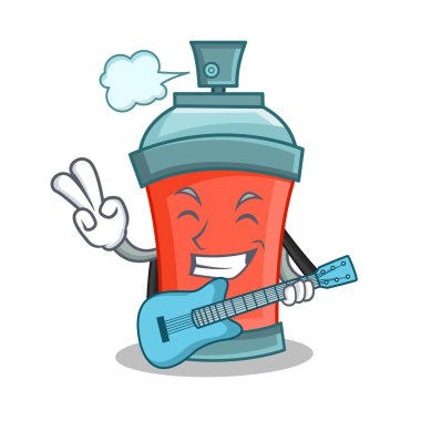 Aerosol sprey gitar ile karikatür karakter