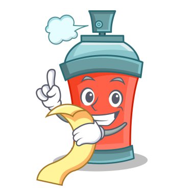 Aerosol sprey menü ile karikatür karakter