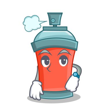 Aerosol sprey bekleyen karikatür karakter
