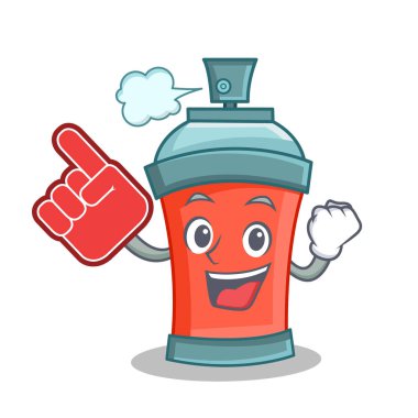 Aerosol sprey köpük parmak ile karikatür karakter