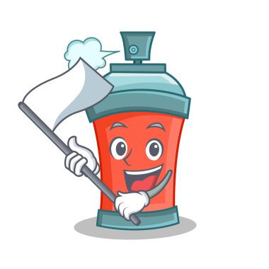 Aerosol sprey bayrağı ile karikatür karakter