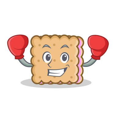 Bisküvi karikatür karakter stili boks