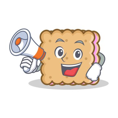 Megafon bisküvi karakter karikatür ile