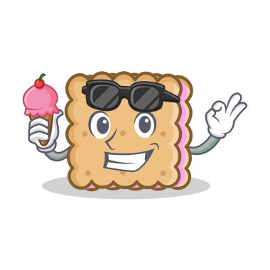 karakter stili dondurma ile bisküvi karikatür