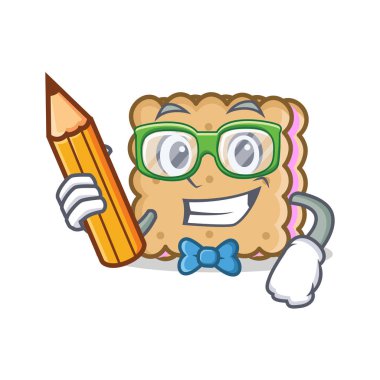 Öğrenci kalem bisküvi karakter karikatür tarzı